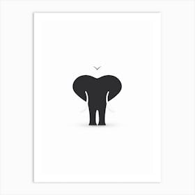 Simple Elephant Heart Silhouette Art Print