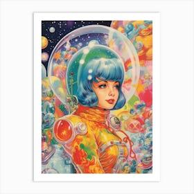 Vintage Astronaut Girl Kitsch 2 Art Print