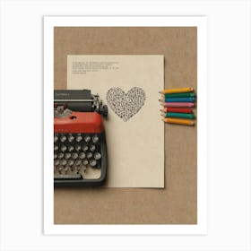 Heart Shaped Typewriter Art Print