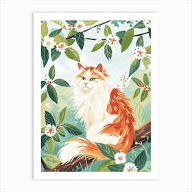 Norwegian Forest Cat Storybook Illustration 2 Art Print