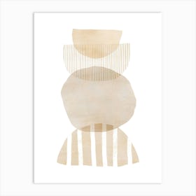 Beige Semi Circle Abstract Art Print