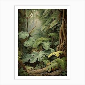 Vintage Jungle Botanical Illustration Philodendron 3 Art Print