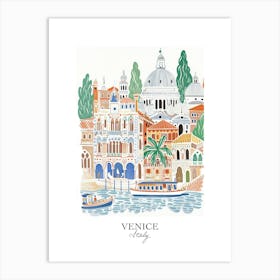 Venice Italy Gouache Travel Illustration Art Print