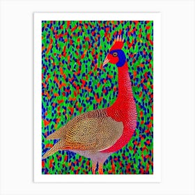 Pheasant 3 Yayoi Kusama Style Illustration Bird Art Print