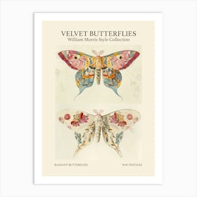 Velvet Butterflies Collection Radiant Butterflies William Morris Style 2 Art Print