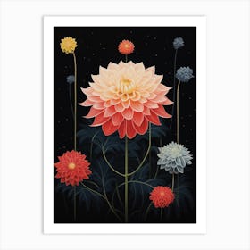 Dahlia 1 Hilma Af Klint Inspired Flower Illustration Art Print