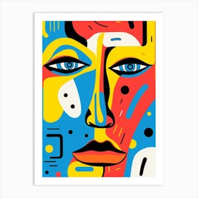 Abstract Pop Art Geometric Colourful Face 6 Art Print