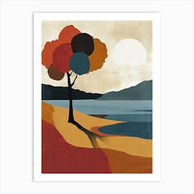 Tree By The Lake, Boho Style Art Print