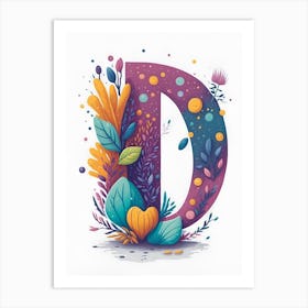 Colorful Letter D Illustration 65 Art Print