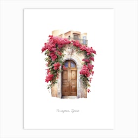 Tarragona, Spain   Mediterranean Doors Watercolour Painting 1 Poster Art Print