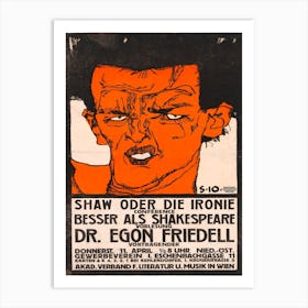 Poster Shaw Or Irony Lecture, Egon Schiele Art Print