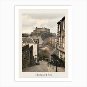 Vintage Winter Painting Poster Edinburgh Scotland Art Print