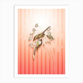 Cherry Plum Flower Vintage Botanical in Peach Fuzz Awning Stripes Pattern n.0135 Art Print