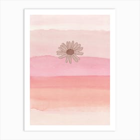 Daisy Watercolor Painting pink Art Print