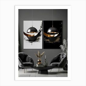 Abstract Black And Gold 12 Art Print