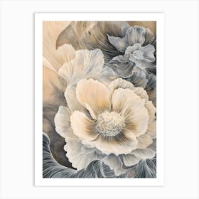 White And Black Flowers Art Print