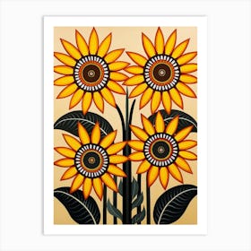 Flower Motif Painting Sunflower 3 Art Print