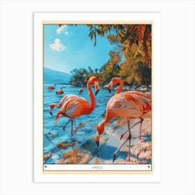 Greater Flamingo Greece Tropical Illustration 1 Poster Art Print