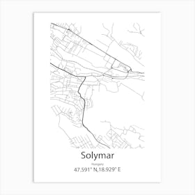 Solymar,Hungary Minimalist Map Art Print