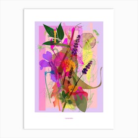 Lavender 2 Neon Flower Collage Poster Art Print