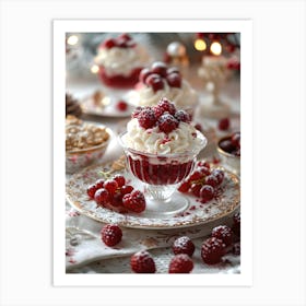 Desserts With Raspberries 1 Art Print