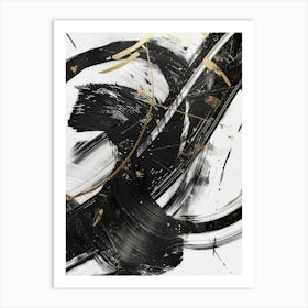 Abstract Black Gold Painting 2 Art Print