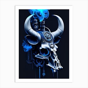 Animal Skull Blue 1 Stream Punk Art Print