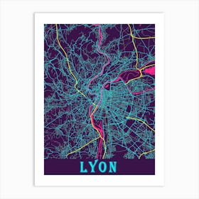 Lyon Map Poster 1 Art Print