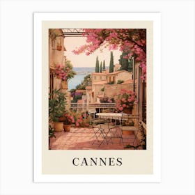 Cannes France 5 Vintage Pink Travel Illustration Poster Art Print