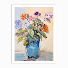Flower Painting Fauvist Style Periwinkle 3 Art Print