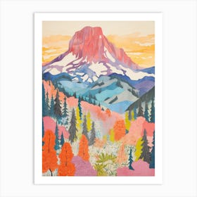 Mount Rainier United States 1 Colourful Mountain Illustration Art Print