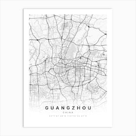 Guangzhou China White Map Art Print