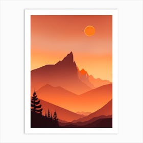 Misty Mountains Vertical Background In Orange Tone 20 Art Print