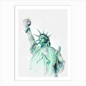 Statue Of Liberty Watercolor Painting 2 Art Print