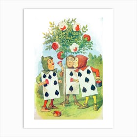 The Playing Cards Painting The Rose Bush Art Print