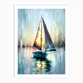 Sailboat At Sunset 1 Art Print