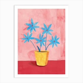 Blue Flowers In A Pot Art Print