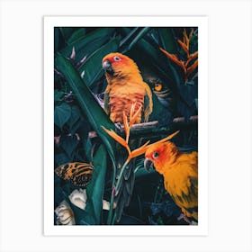 Parrots In The Jungle Art Print