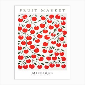 Cherries Fruit Poster Gift Michigan Market Art Print