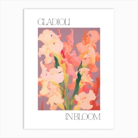 Gladioli In Bloom Flowers Bold Illustration 4 Art Print