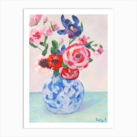 Chinoiserie Roses And Iris Art Print