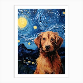 Golden Retriever Starry Night Art Print