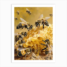 Andrena Bee Realism Illustration 14 Art Print