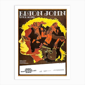 Framed Elton John Vintage Concert Poster Reproduction Print Hamburg 1972 Art Print