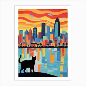 San Diego, United States Skyline With A Cat 2 Art Print