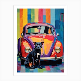 Volkswagen Beetle Vintage Car With A Dog, Matisse Style Painting 1 Art Print