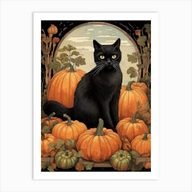 Cat With Pumpkins 7 Art Print