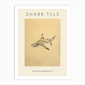 Vintage Smooth Hammerhead Shark Pencil Illustration 1 Poster Art Print