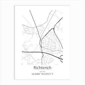 Richterich,Germany Minimalist Map Art Print