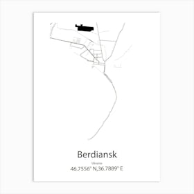 Berdiansk,Ukraine Minimalist Map Art Print